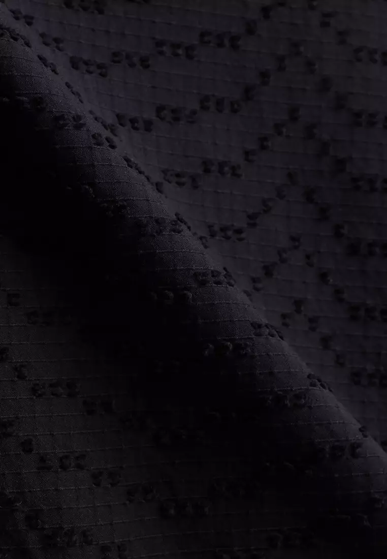 MANZONE - Kemeja Shanghai Lengan Pendek Pria Bilal Comfort Fit - Black Warna Black