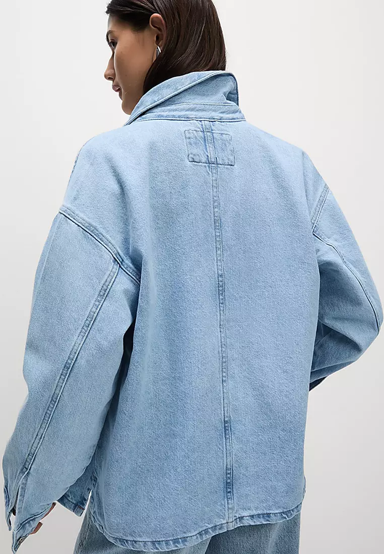 Pure Cotton Denim Relaxed Shacket