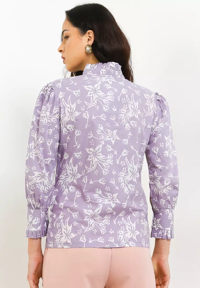 Bunga Putih Ungu Blouse Batik
