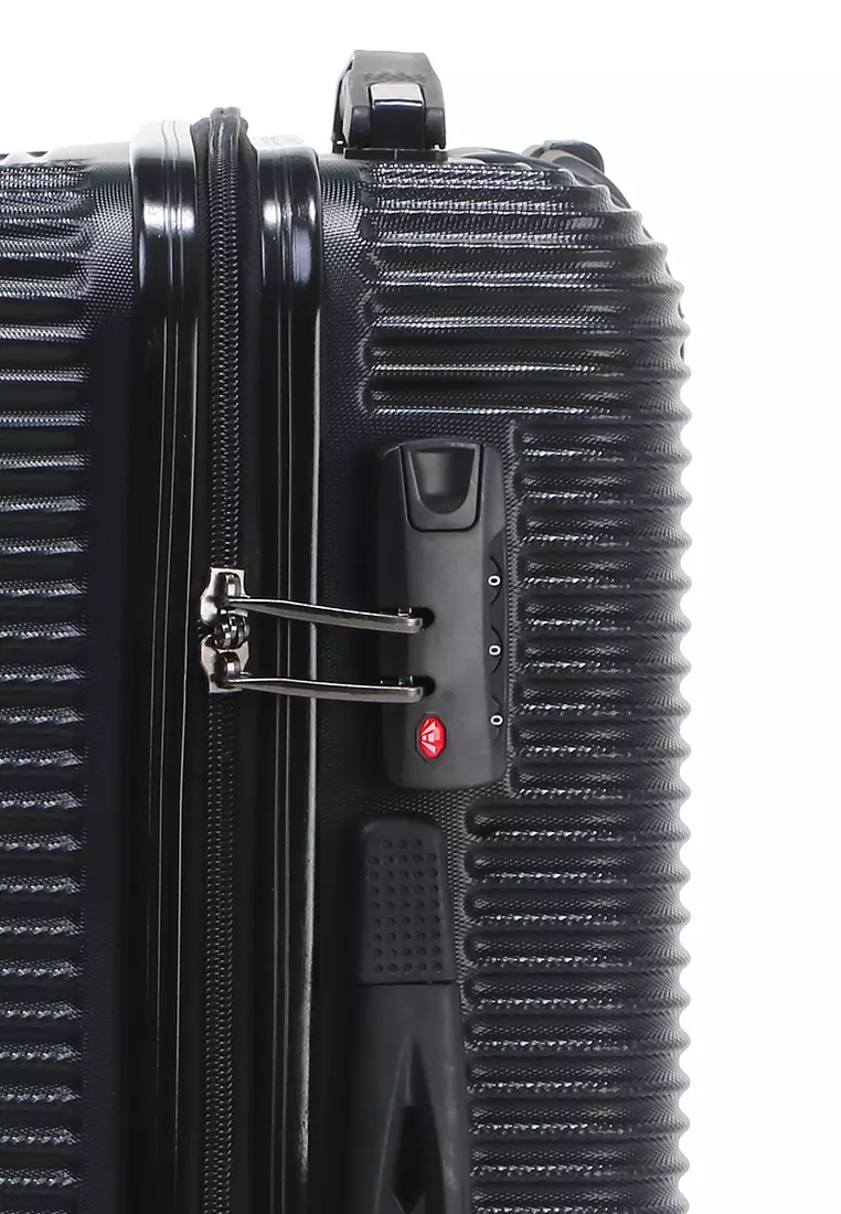 Lemno Koper Suitcase Full Line Motive Size 24 Inch Tas Travel Wheel Luggage Bag Material Fiber 803 ORIGINAL - Black