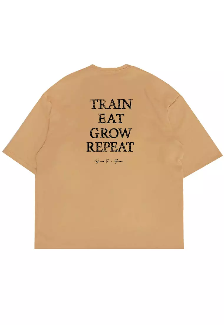 MTW42 Kaos Oversize Gym Scubalux "train eat grow repeat" khaki