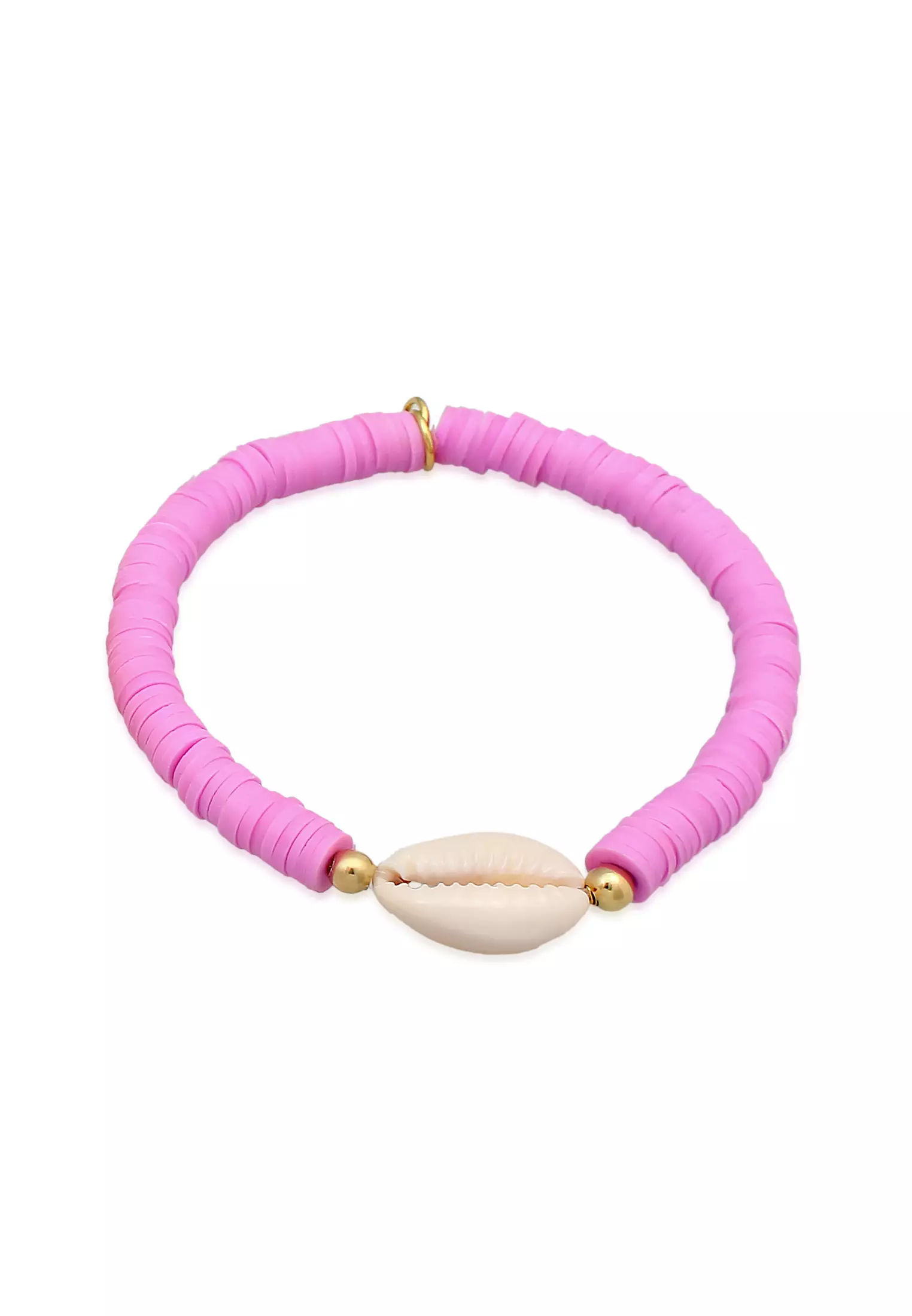 Bracelet Trend Beads Pink Kauri Shell Gold Plated