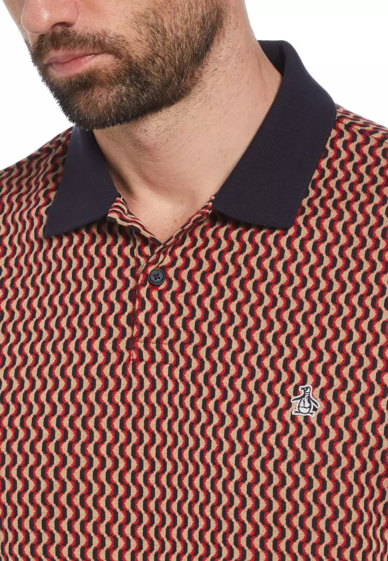 Mini Geo Print Short Sleeve Polo Shirt