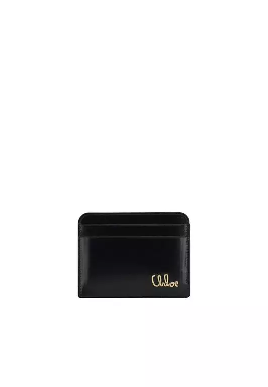 Leather Logoed Card Holder with Monogram