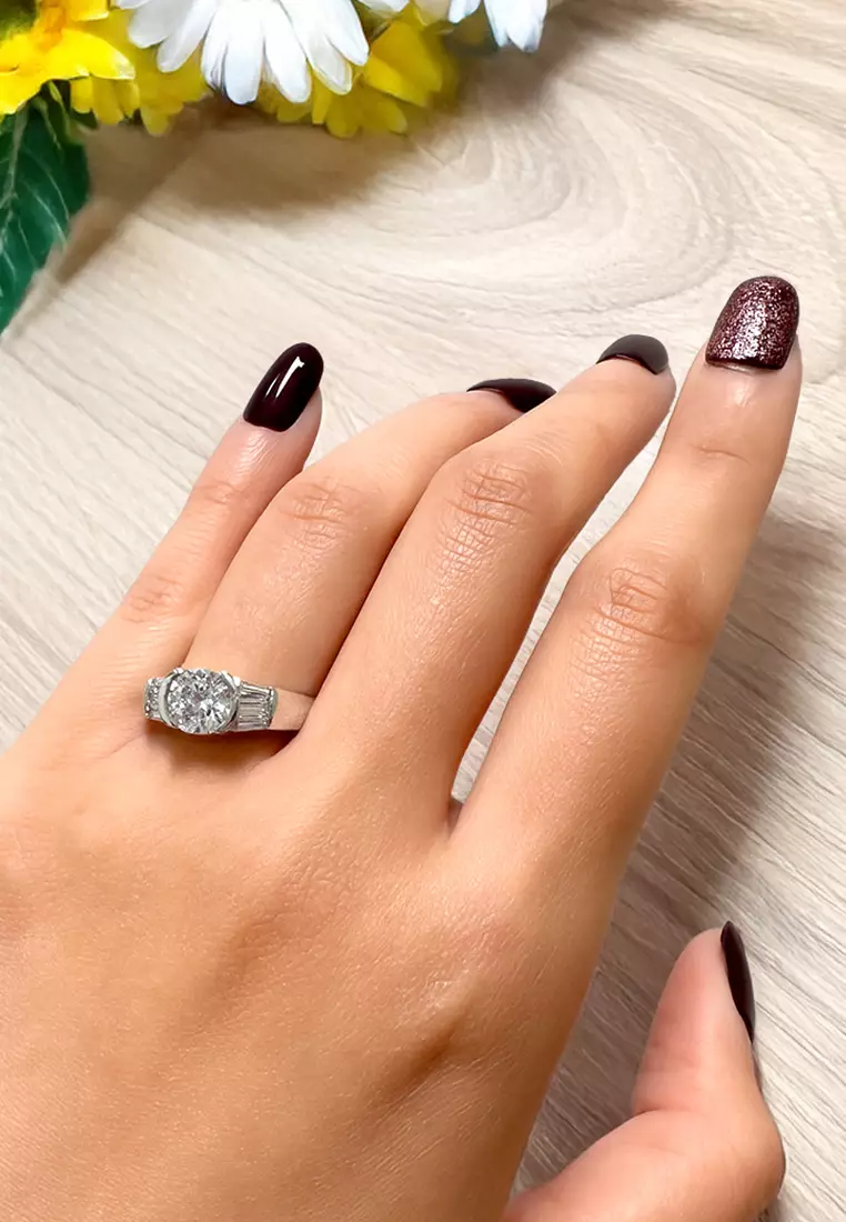 Be My Lady White Gold Layered Ring - US 8