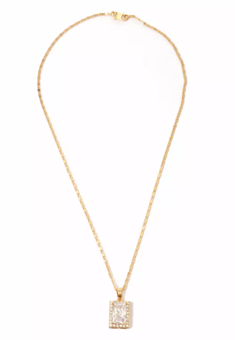 Kalung Aksesoris Wanita Bermotif Crystal Stone Design Casual Elegant Look - 090