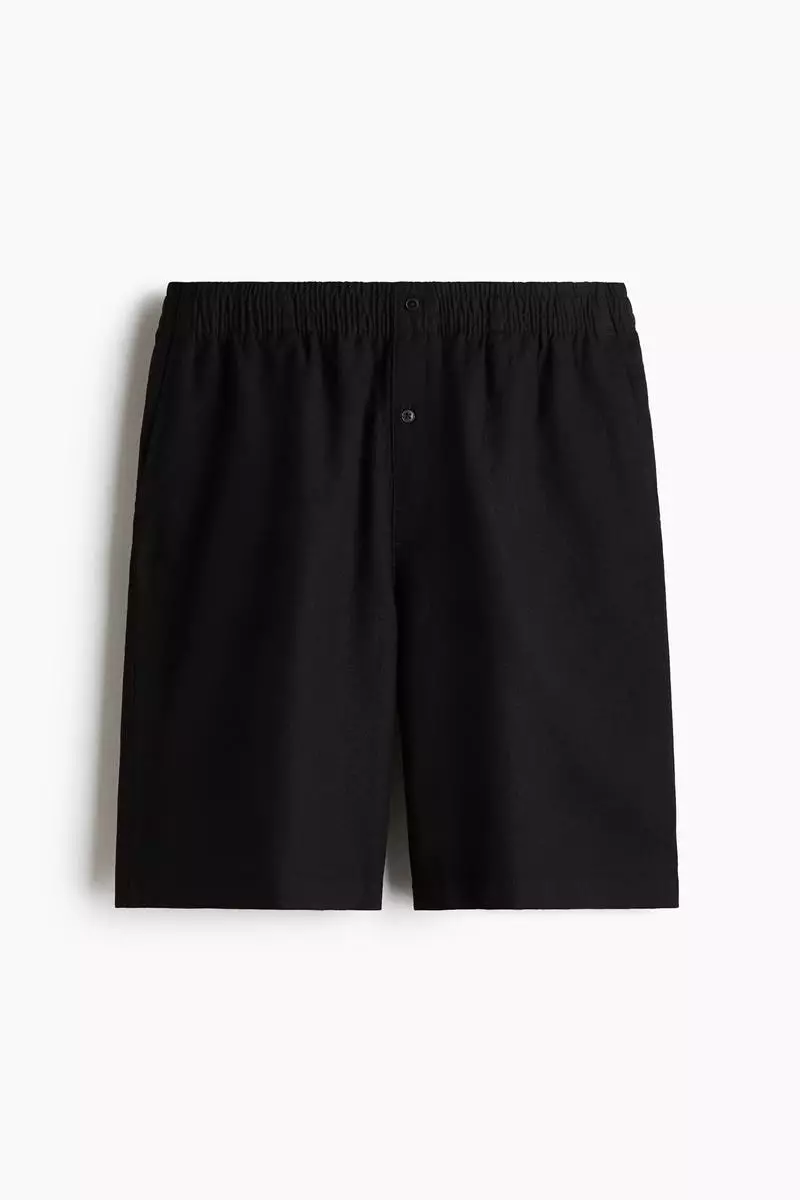 Linen-blend pyjama T-shirt and shorts