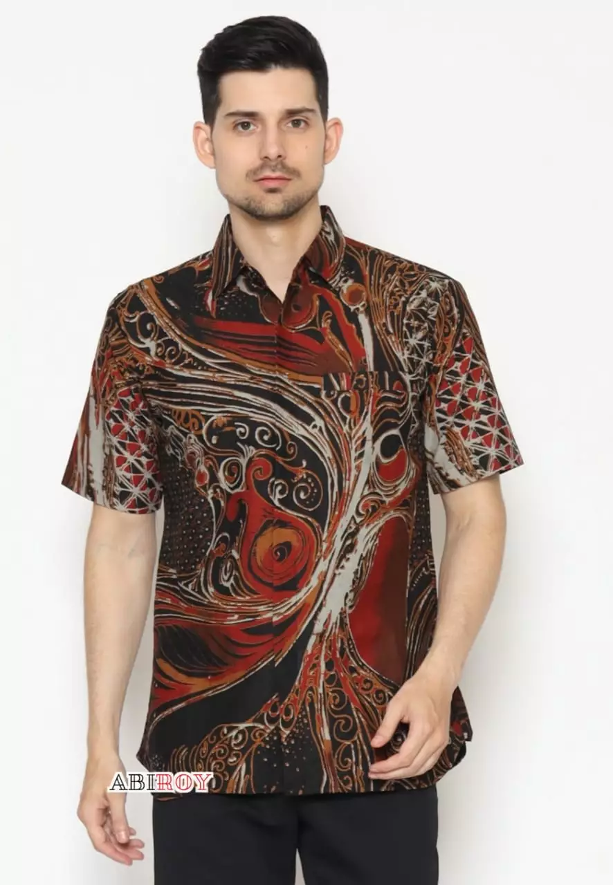 Kemeja Batik Lasm Pria Premium Slimfit Elegant Modern Lengan Pendek Gandra