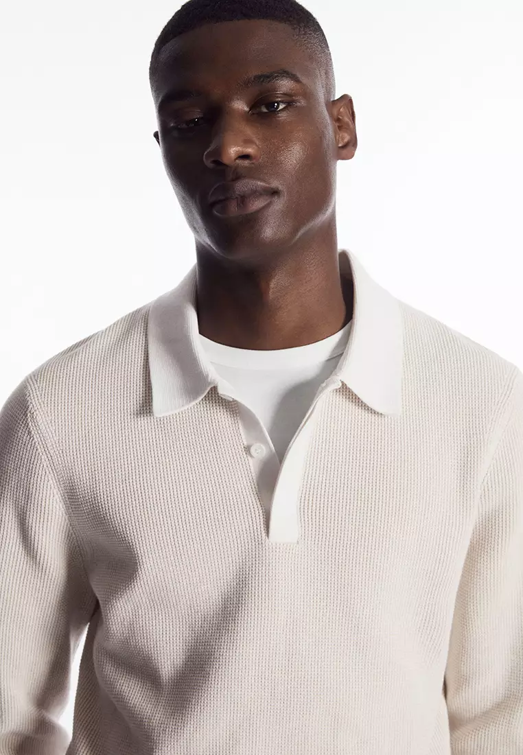 cos-contrast-trim-waffle-knit-polo-shirt-2024-buy-cos-online-zalora