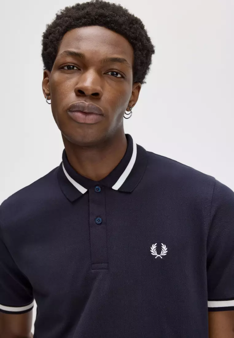 Fred Perry M2 Single Tipped Fred Perry Shirt (Navy / Snow White)