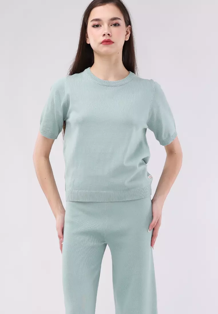 Knitted Short Sleeve Tops/Pants Terno