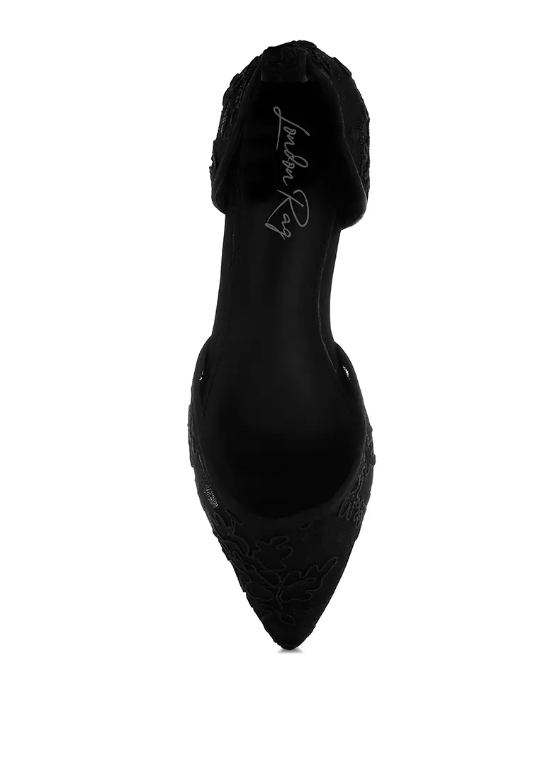 Sandal Datar Tali Mutiara & Berlian Imitasi Warna Hitam