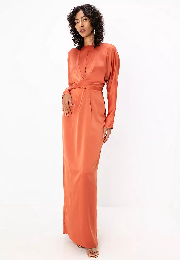 Buy ASOS Design Satin Maxi Wrap Dress with Batwing Sleeve 2025