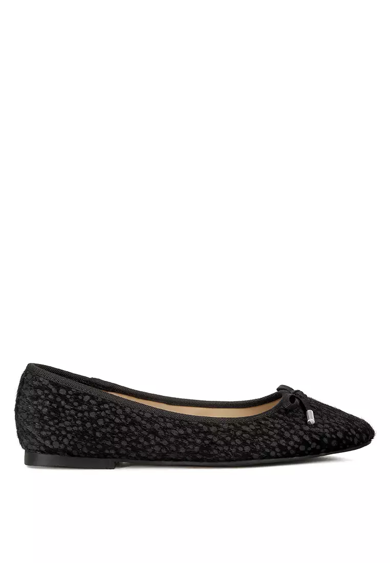 Discount on London Rag  shoes - SKU: Black Animal Print Flat Bow Ballerinas