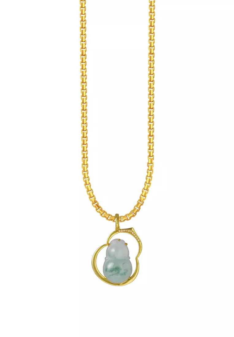 TOMEI Big Gourd Jade Pendant, Yellow Gold 750