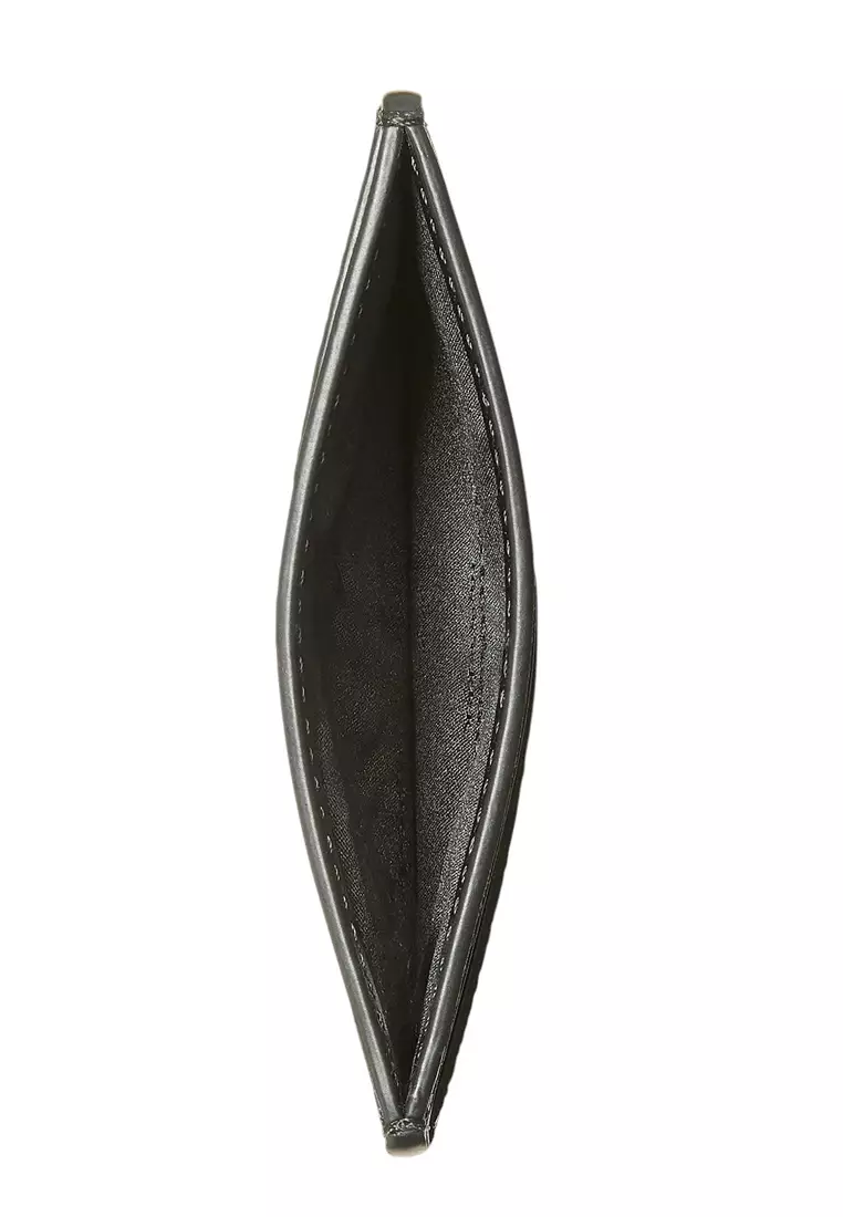 Spade Flower Small Slim Card Holder - Black