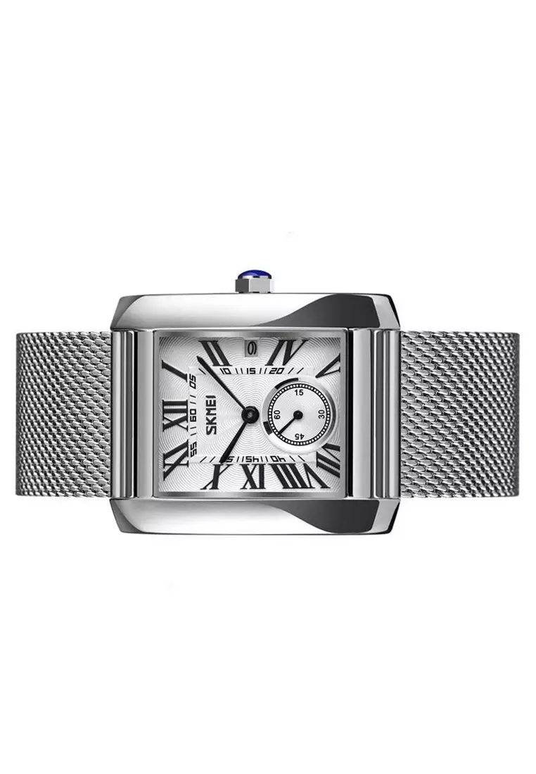 Jam Tangan Casual Analog Pria Water Resistant 30m Strap Tali Material Stainless Steel WQ23 ORIGINAL