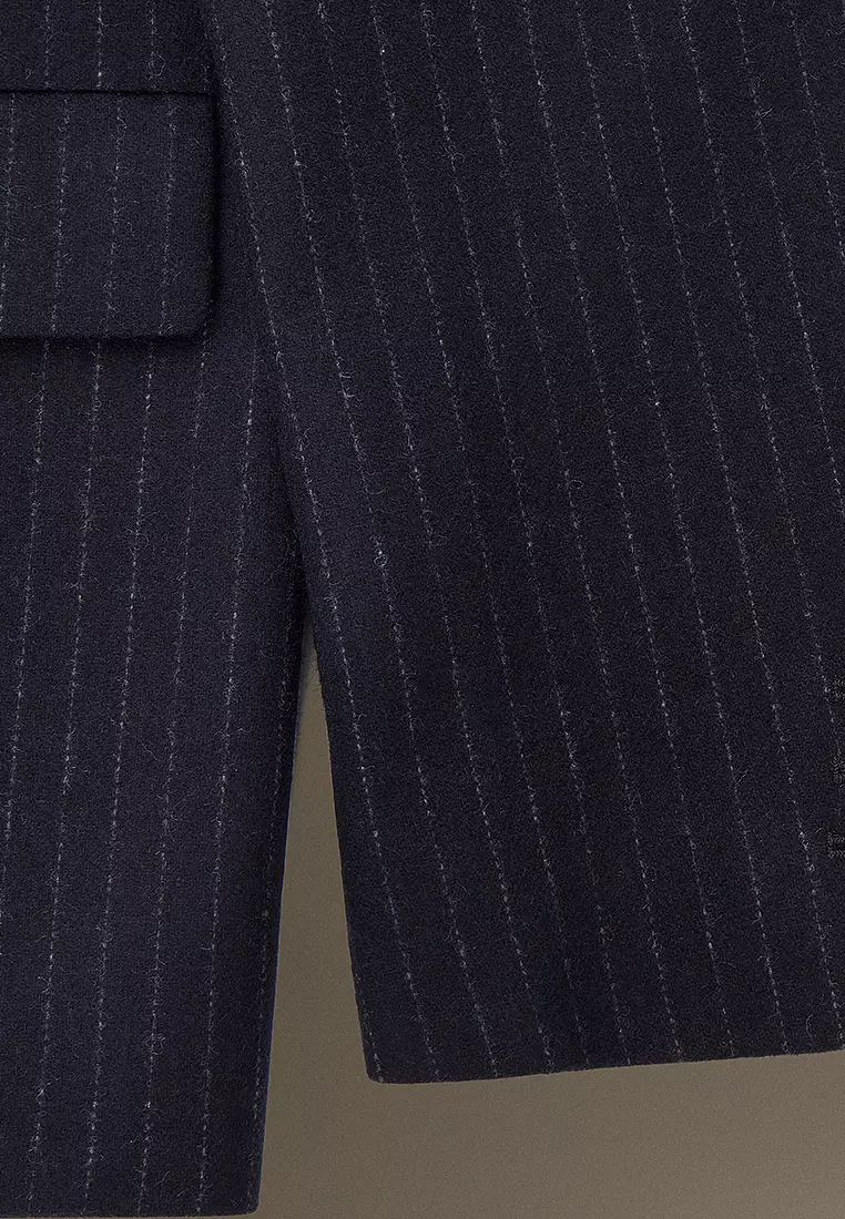 Pinstriped Wool Blazer - Regular
