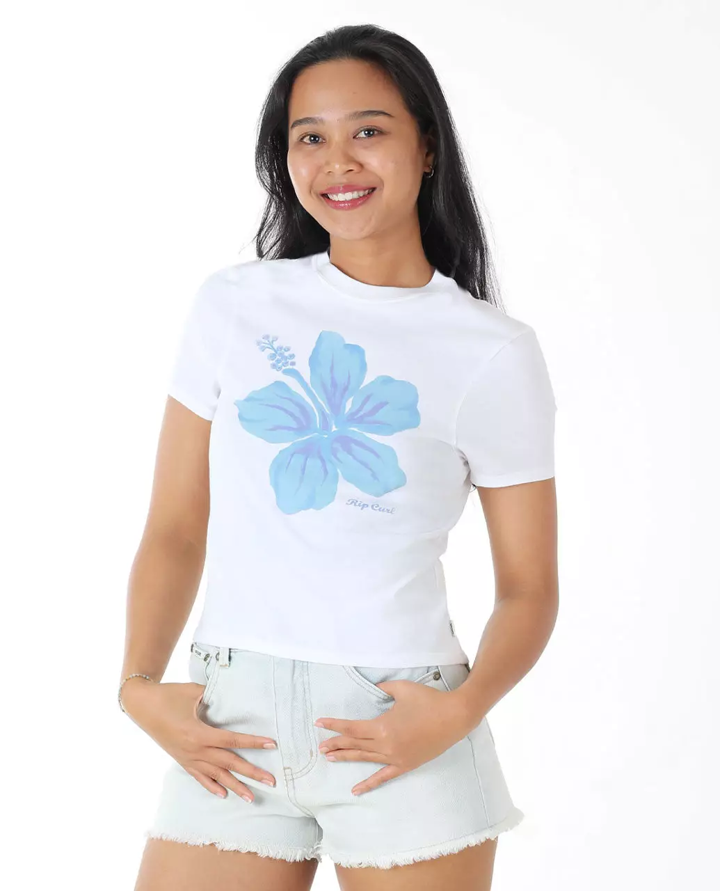 Rip Curl Women Hibiscus Fitted Tee - White