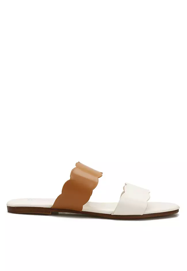 Letty Scallop Strap Flat Sandals