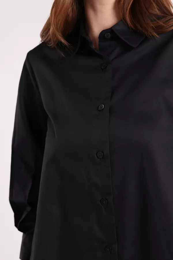 Minimal x Devina Putri - Xaviera - Kemeja A Line - Black Colour Black