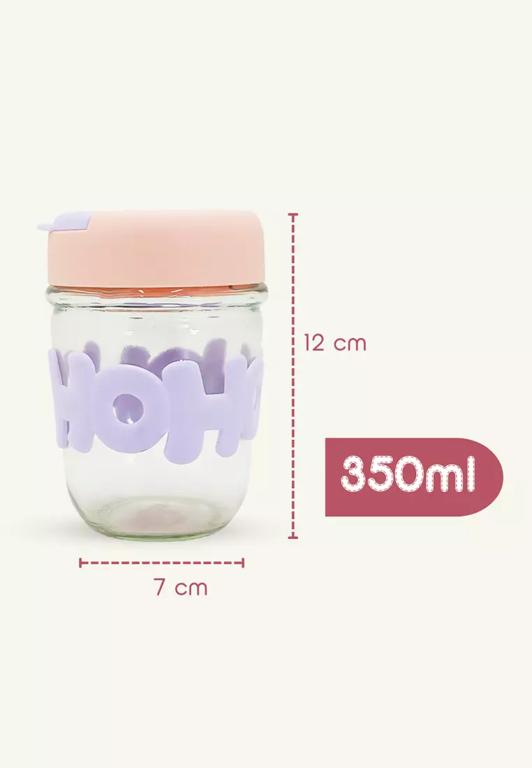 Wakakids Botol Minum Gelas Kaca Tumbler Cup Aesthetic Motif Hoho Free Sedotan Kaca 350ml Venjr Kuning