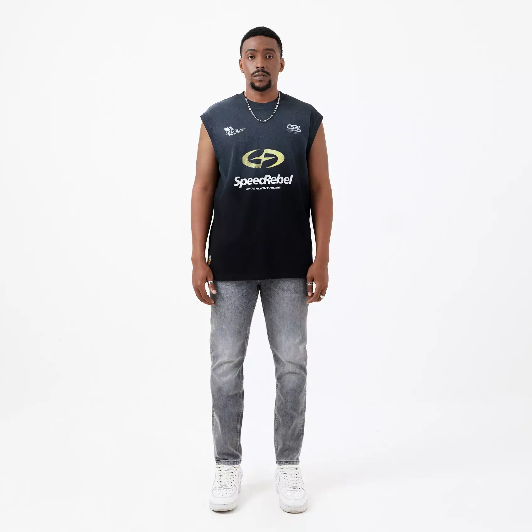 CELCIUS Speed Rebel Kaos Sleeveless Graphic Wash LIN001402C Hitam