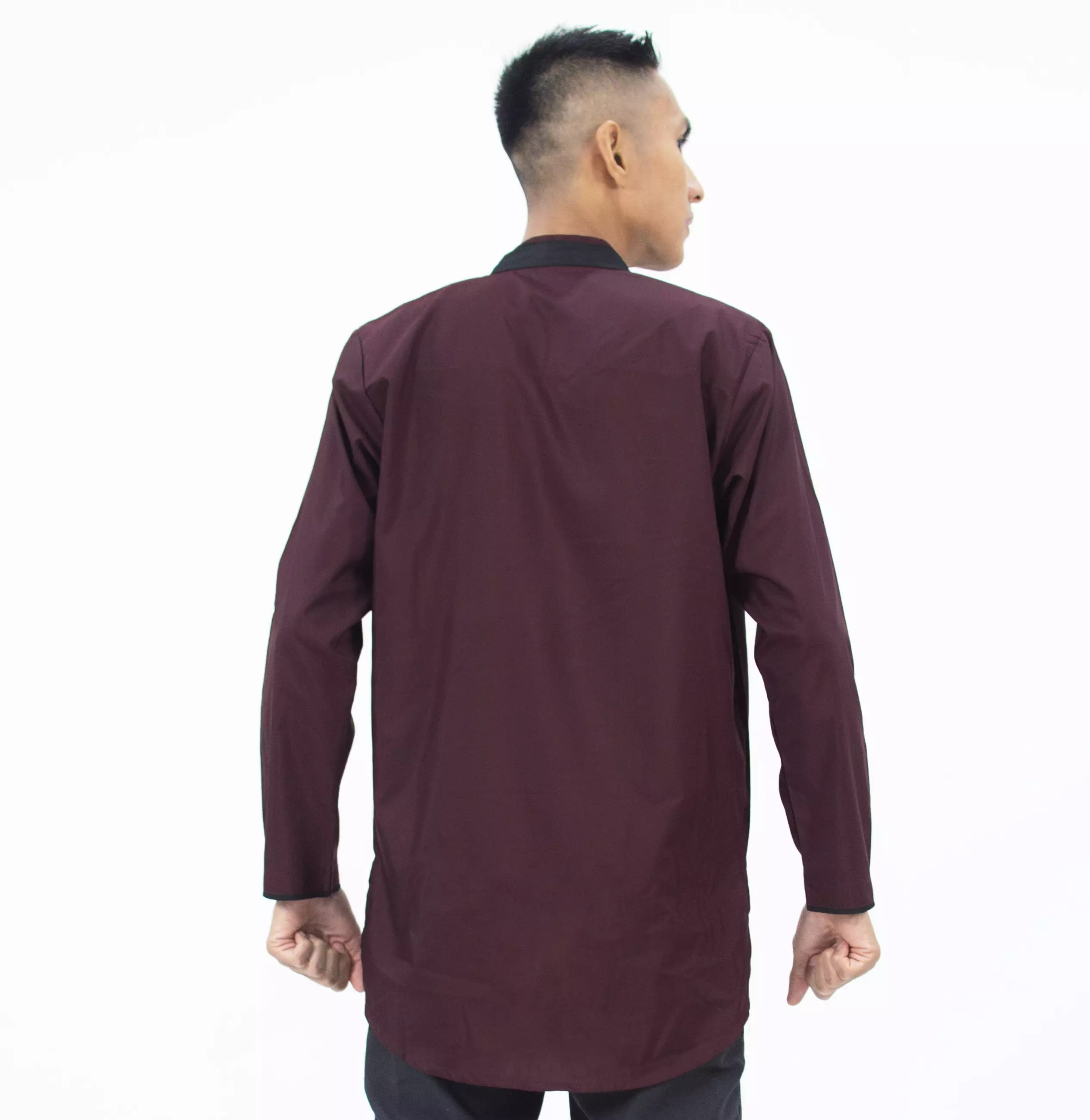 DHABI Kemeja Koko Pria Outfit Lebaran Baju Koko Lengan Panjang Kemeja Kurta Pria - MARUN