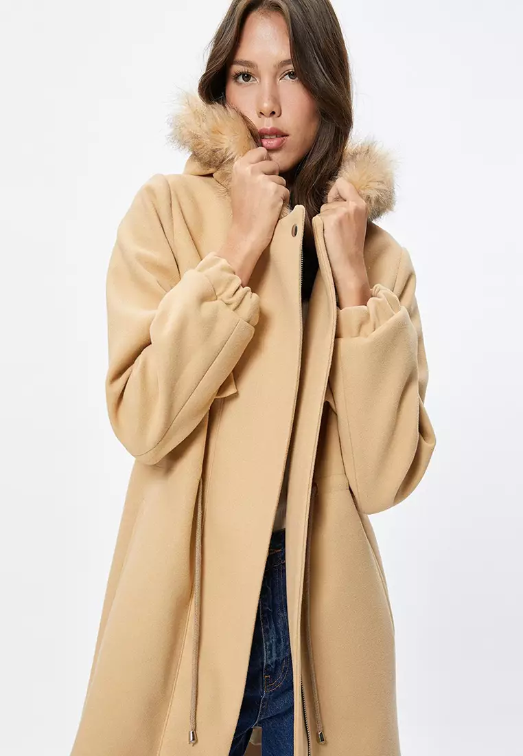 Jual KOTON Faux Fur Hooded Coat Original 2025 ZALORA Indonesia ®