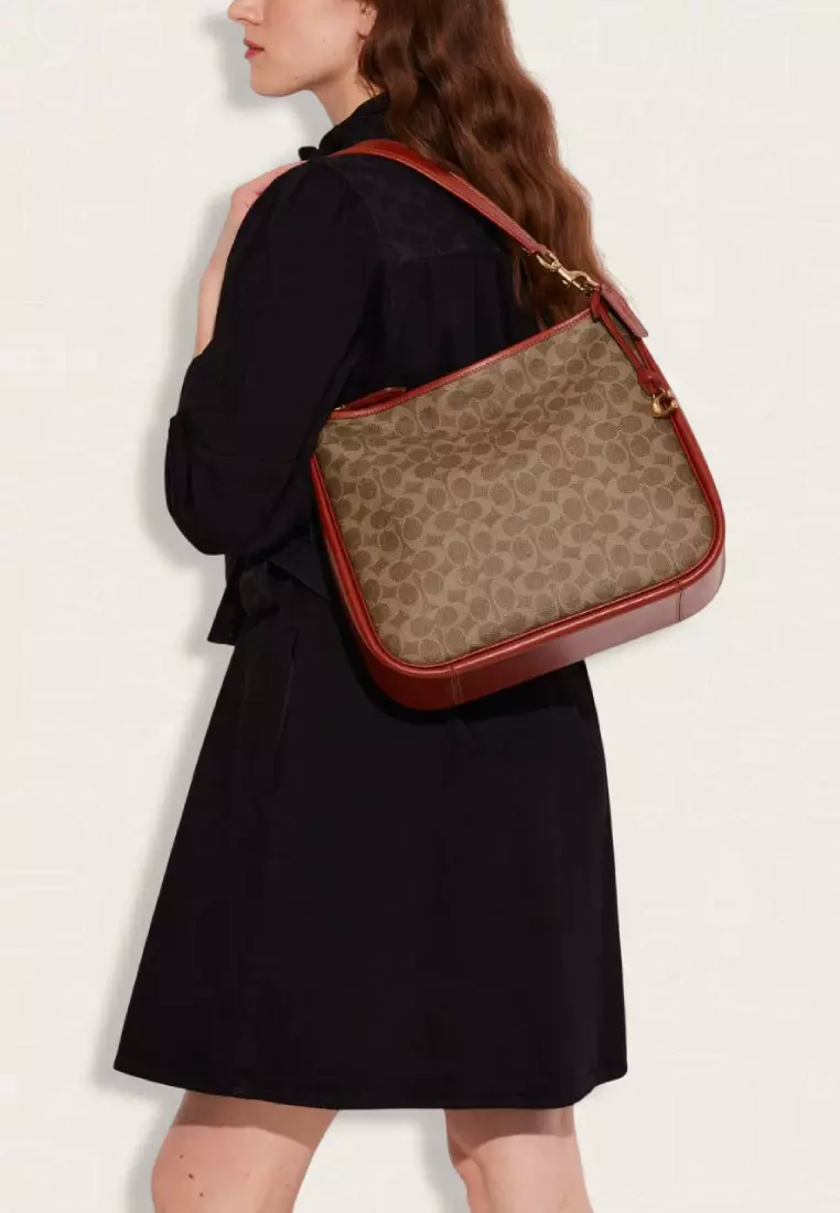 Coach Cary Shoulder Bag In Signature Canvas Tan Rust