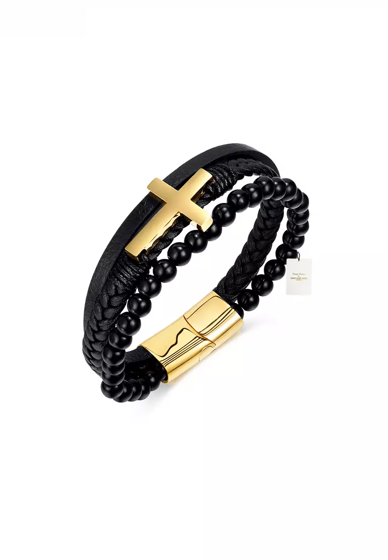 Mens gold cross bracelet hot sale
