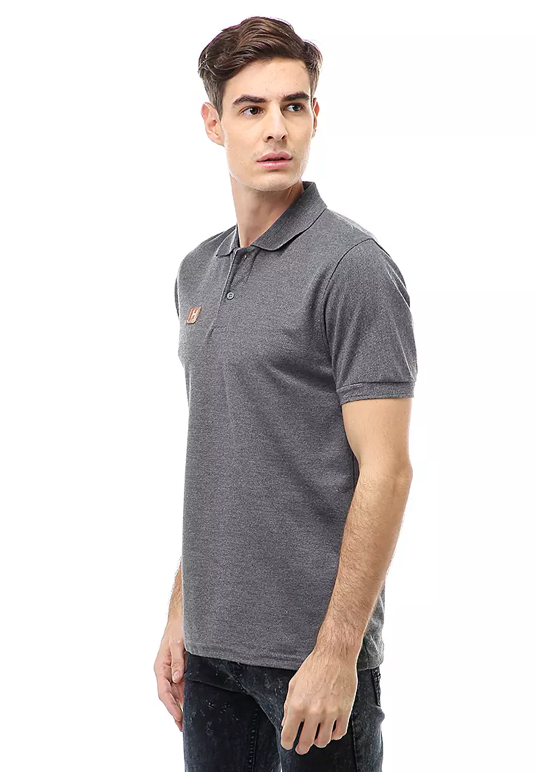 Jack Atasan Formal Pria T-Shirt Kaos Polo Polos Lengan Pendek Material Cotton ORIGINAL - Dark Gray