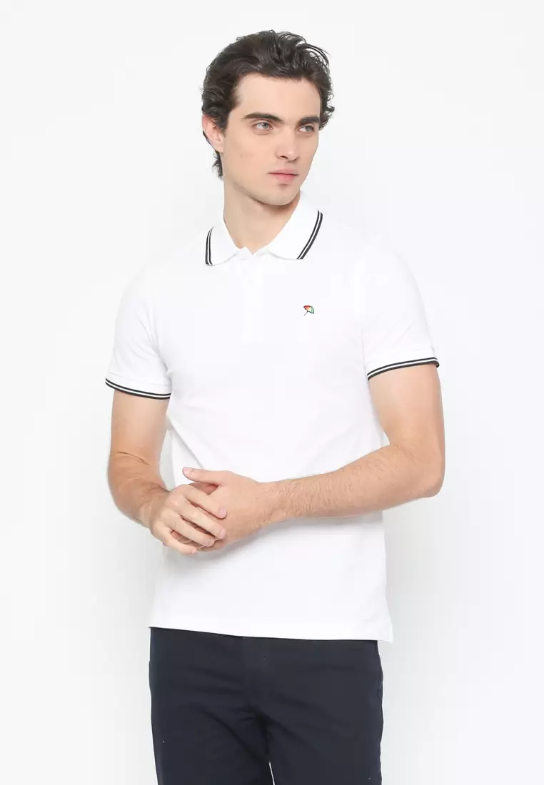 WHITE CASUAL POLO SHIRT REGULAR FIT