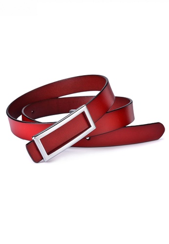 Twenty Eight Shoes red Metal Pin Silver Color Rectangle Buckle Leather Belt JW CY-077.b 16E74ACBE48F07GS_1