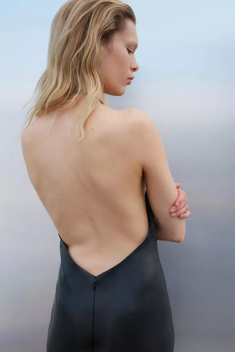 Low-back halterneck dress