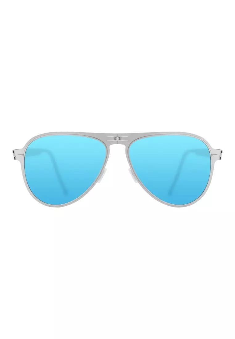 ROAV超輕極薄摺疊式太陽眼鏡 ATLAS 8101 Brush Silver / Blue Mirror  11.63