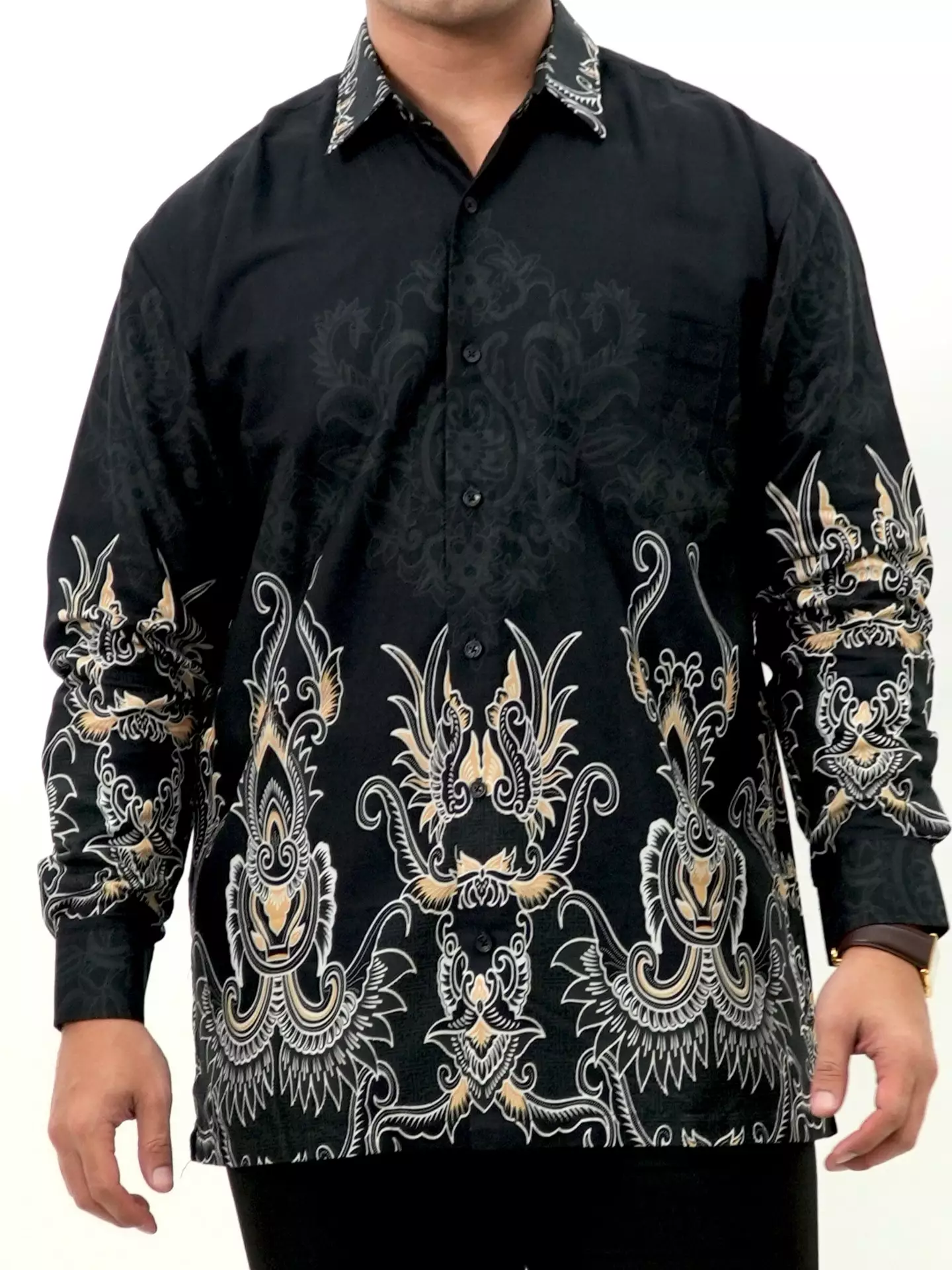 Kemeja Batik Lengan Panjang Hitam Kuning 16774