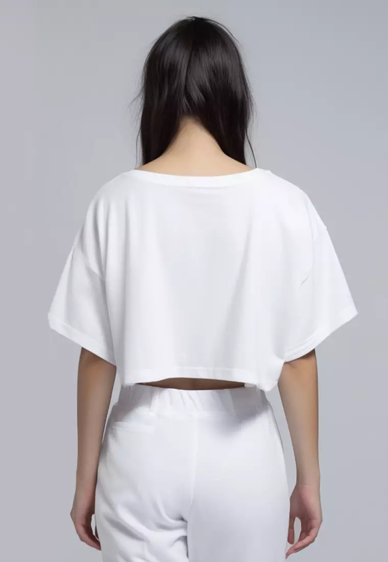 LTH02 Crop Top OLC Wanita "im possible" putih