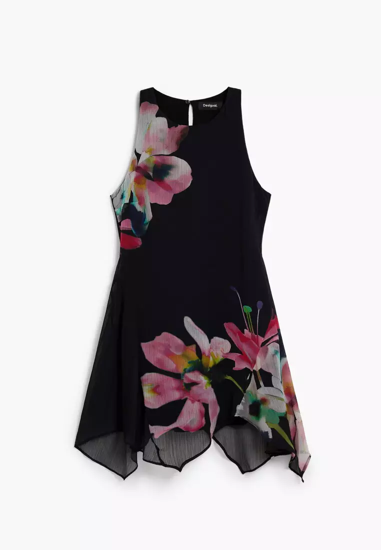 Asymmetric floral dress