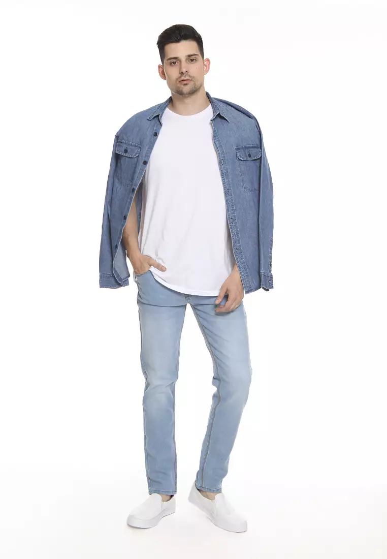 Jeans Slim Fit Big Size Melar Biru Muda 133266BIG