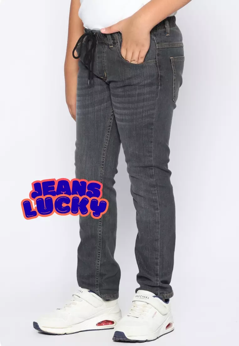 Celana Panjang Anak Laki & Perempuan Jeans Lucky Abu