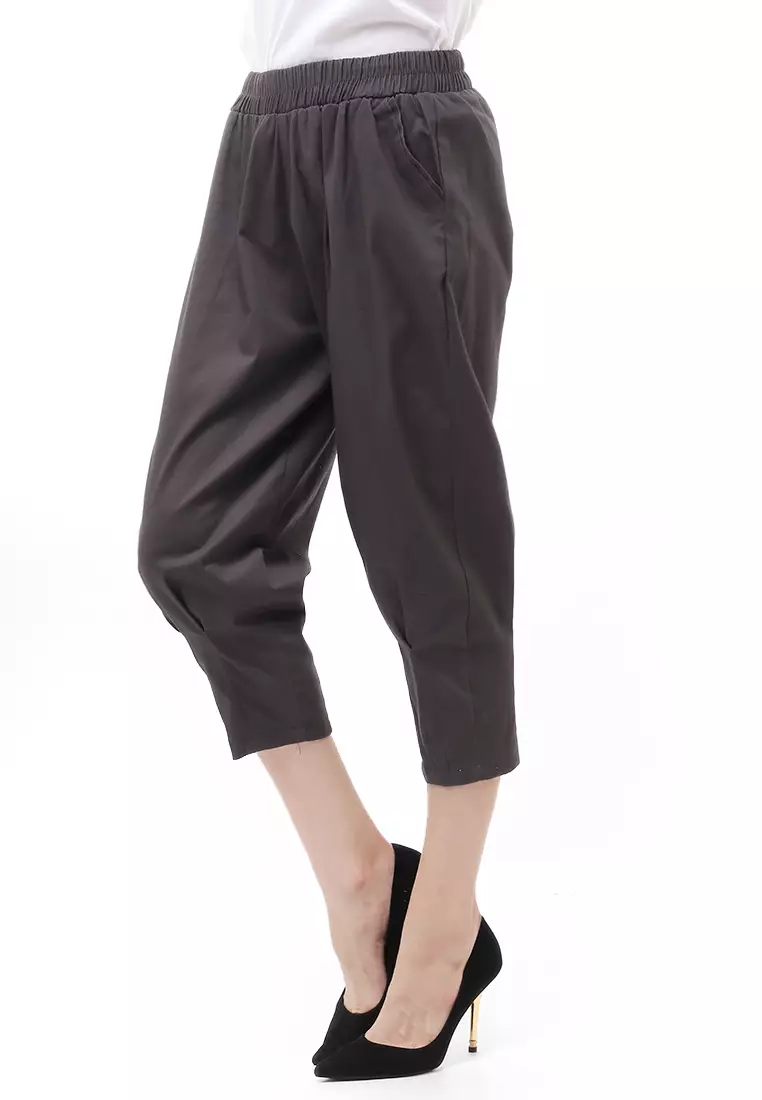 Lark Celana Panjang Bawahan Wanita Motif Solid Regular Fit - Dark Grey