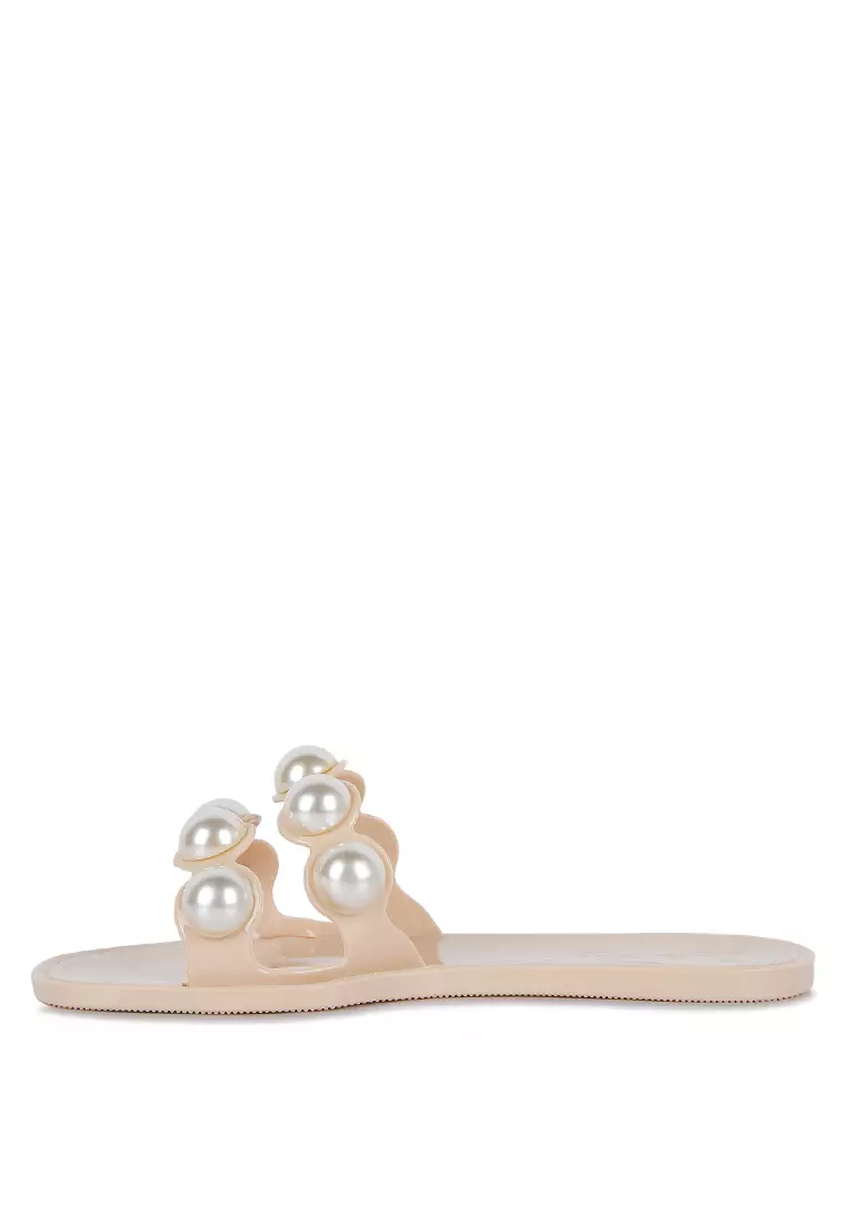 Buy London Rag Nude Faux Pearl Detail Jelly Flats 2024 Online