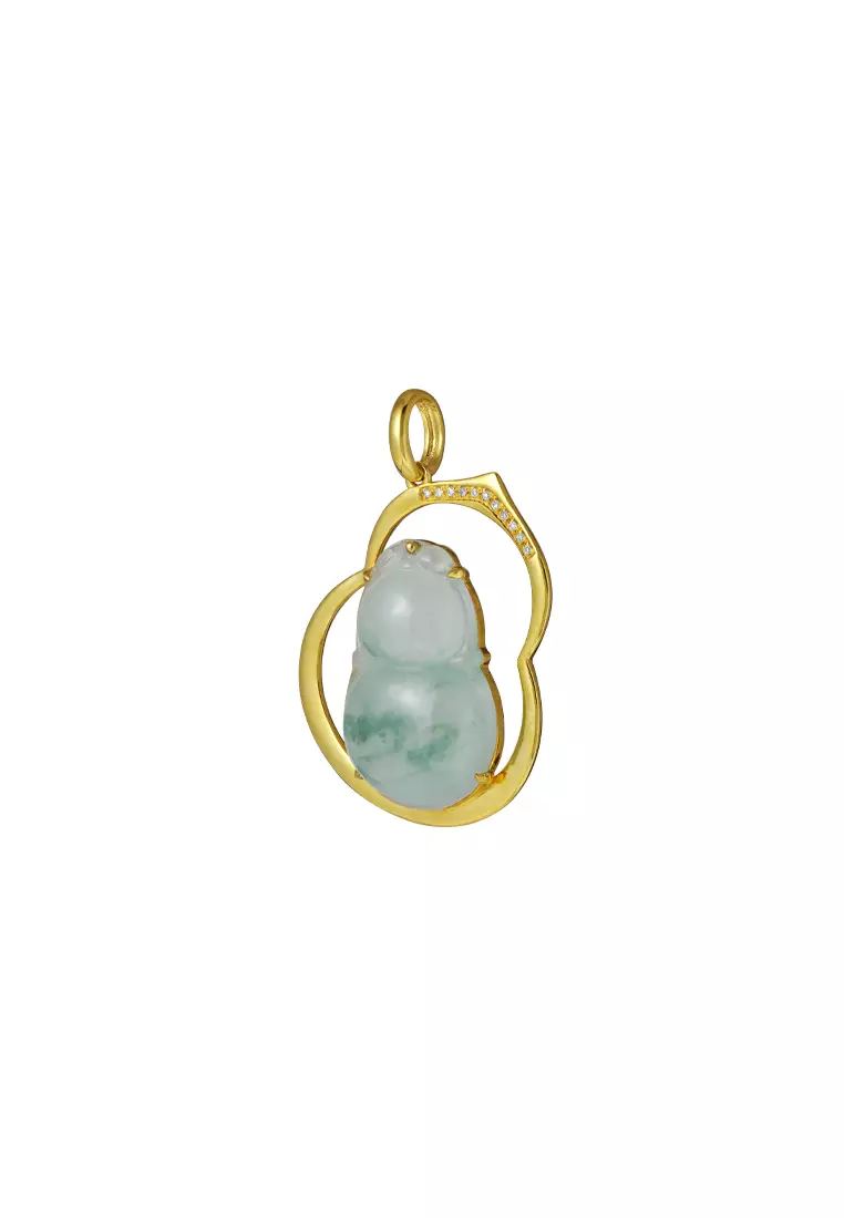 TOMEI Big Gourd Jade Pendant, Yellow Gold 750