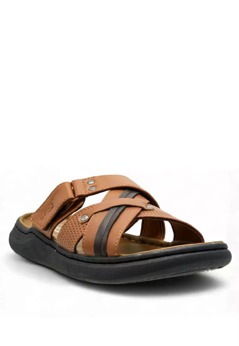 Men Slip On Faux Leather Classic Casual Sandals - 250141251