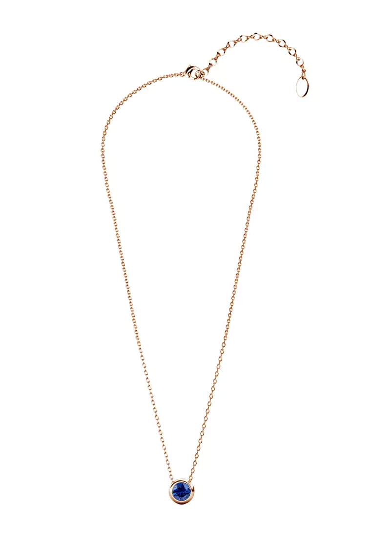Birth Stone Moon Pendant September Sapphire RG - Kalung Crystal Swarovski by Her Jewellery