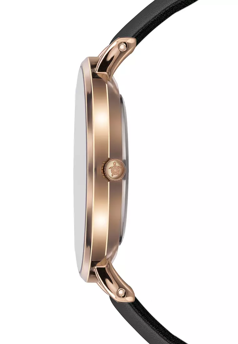 Amelia Parker Gold Sky Black Leather women watch