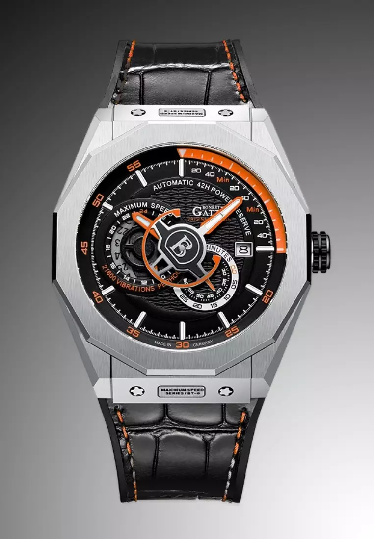 Automatic Unisex Stainless Steel Watch, Leather Strap