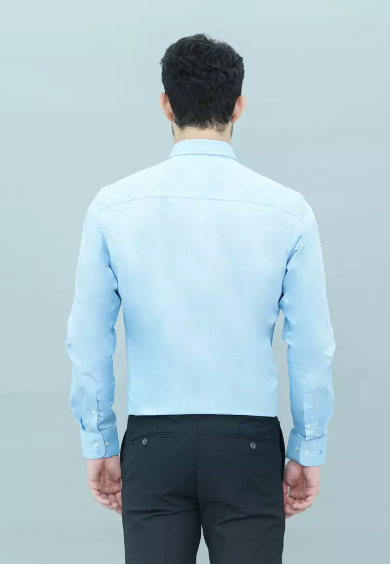 Johnwin - Kemeja Formal Basic - Lengan Panjang Warna Biru FSH.650.Q251.969.C-L/S