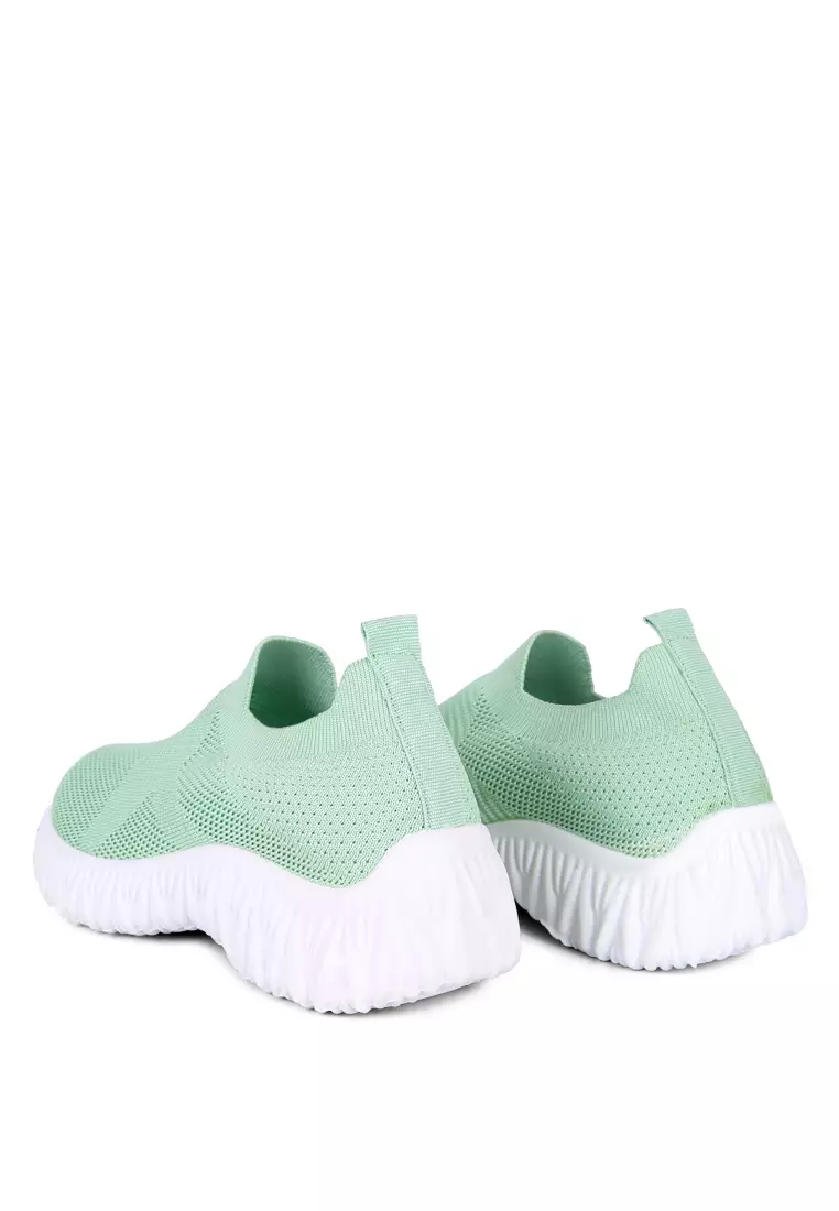 Green Knitted Chunky Running Sneakers